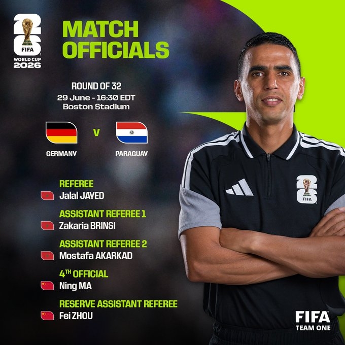 FIFA确认马宁四哨德国vs巴拉圭，周飞候补助理裁判